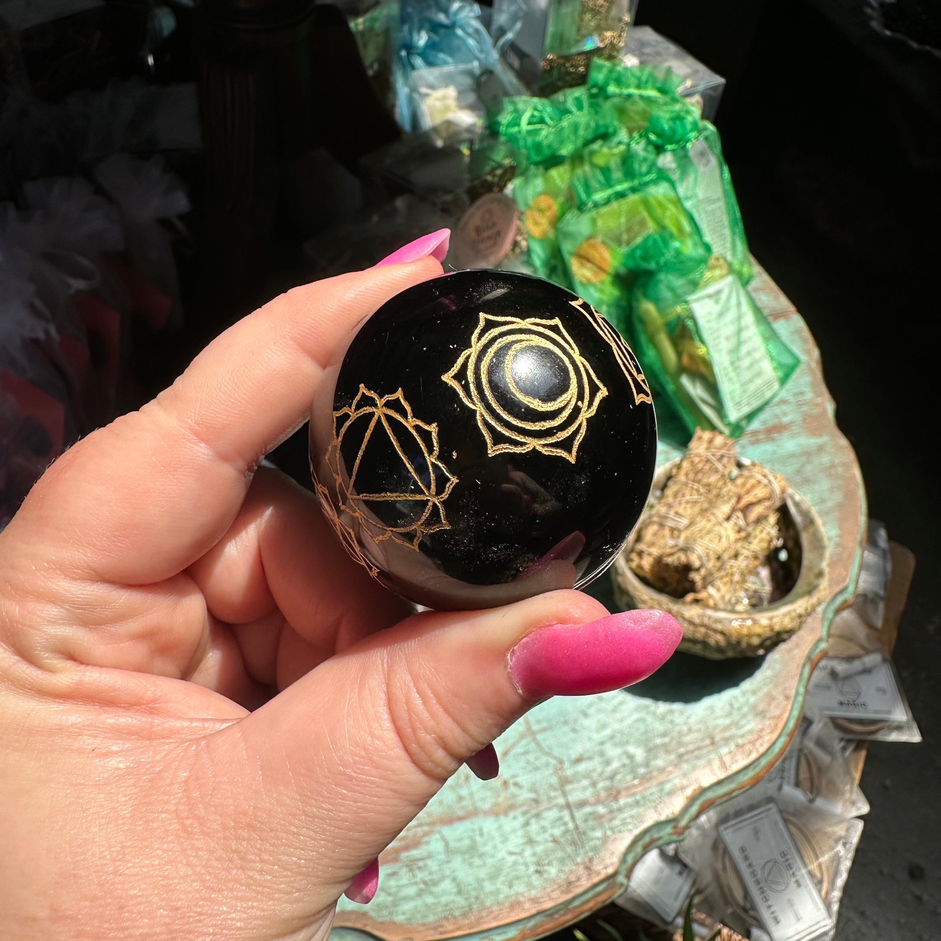 Obsidian chakra sphere