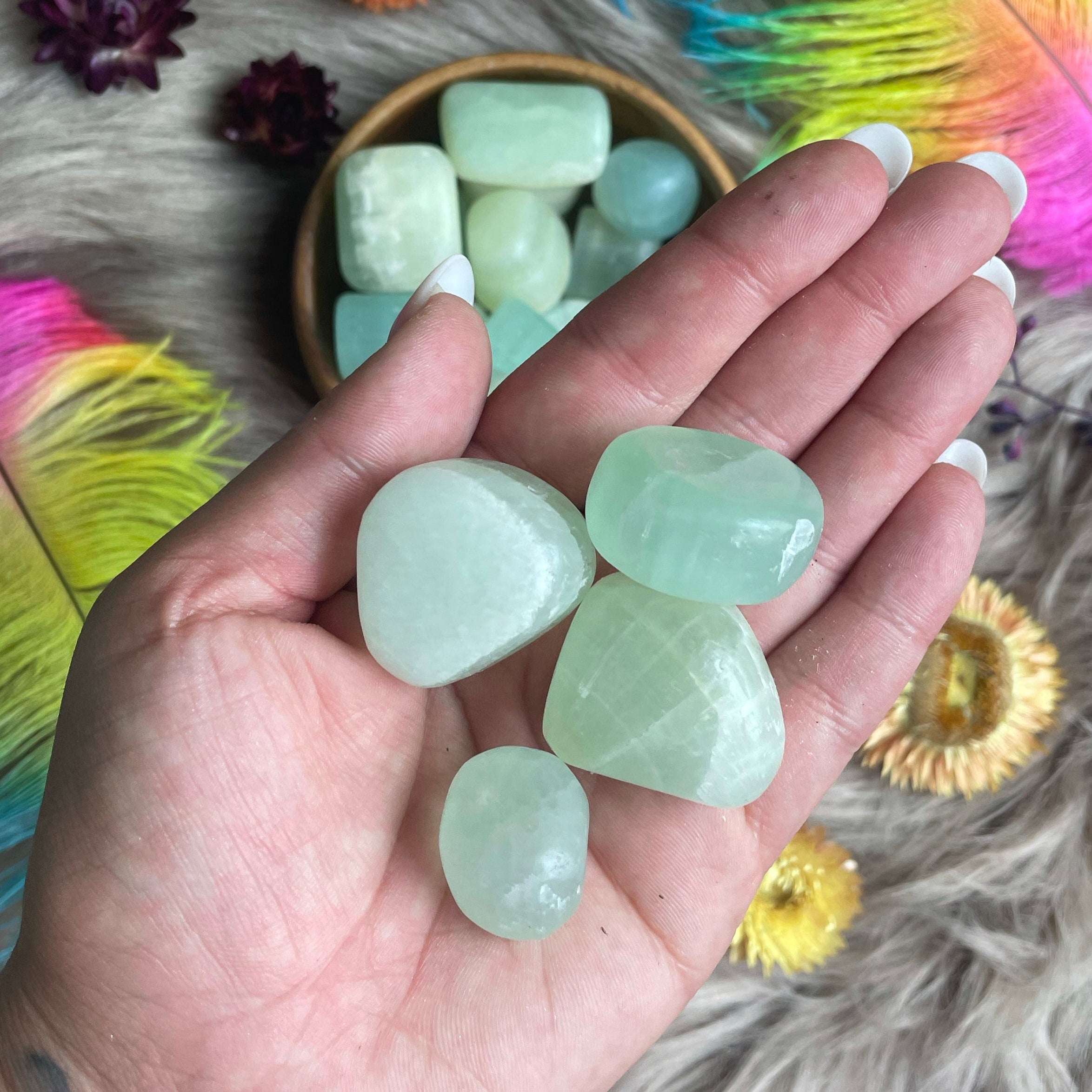 Pistachio Calcite Tumbled Stone for Divine Love